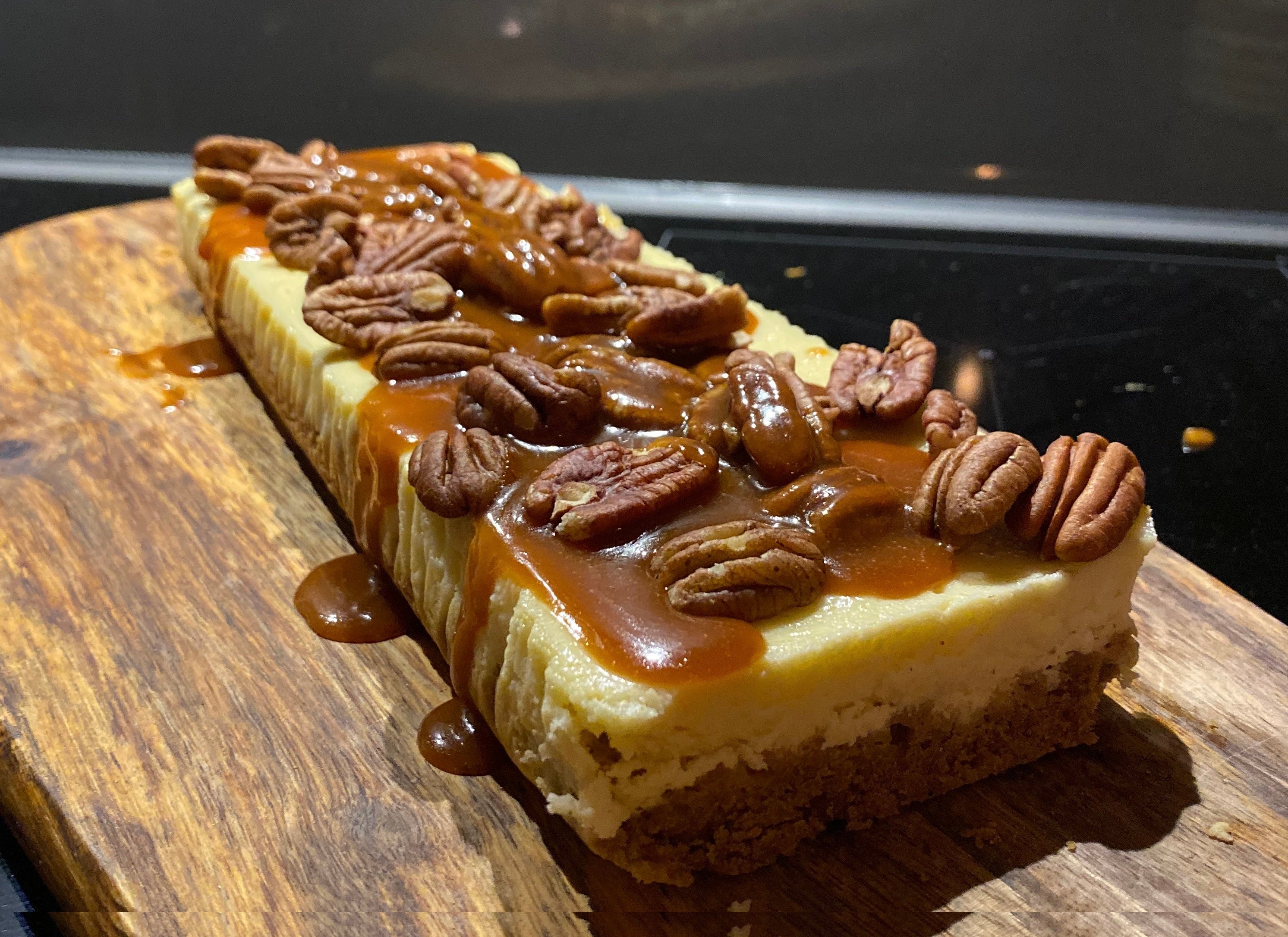 Cheesecake met pecannoten en karamel en Moscatel de Setúbal