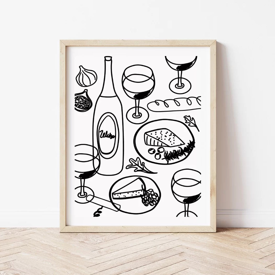 Set posters - wijn & krab, kaas, oesters