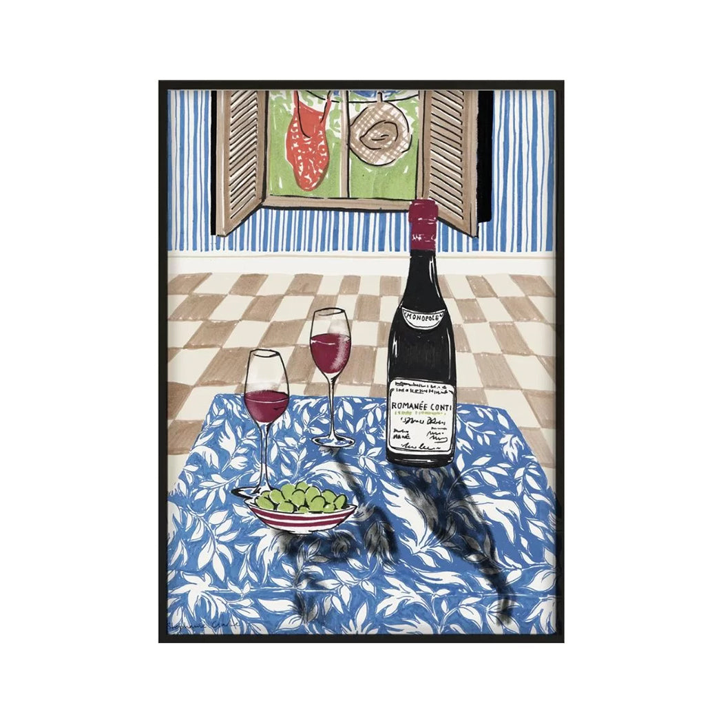 Set van 3 posters - wine art - served